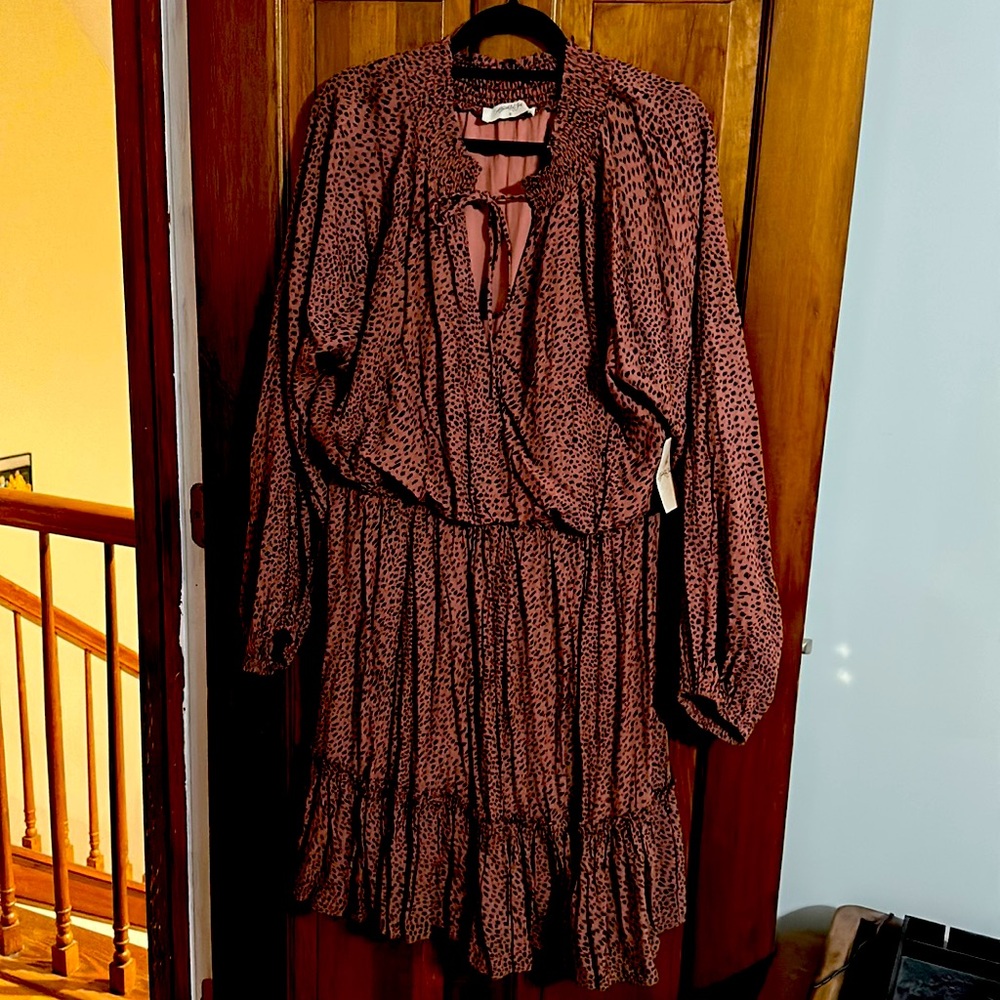 A beautiful soul pink rayon print dress